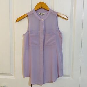 Madewell Purple Lilac Silk Sleeveless Button Front Top XS